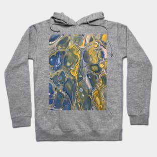 Acrylic Pour Blue and Yellow Hoodie